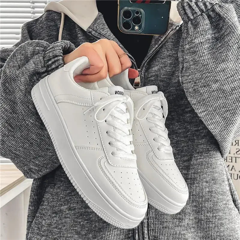 **2025 New White Shoes for Men's Spring Youth Casual Versatile Men's Shoes for Students Pure White Sports Board Shoes - Clikcy