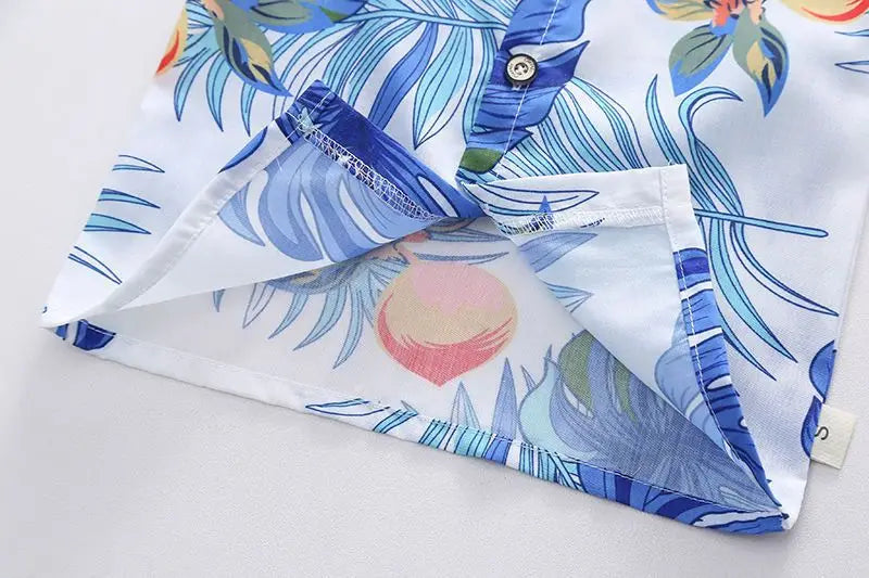 1 Set Boys Girls Beach Wind Suit Children's Short-Sleeved Printed Shirt + Shorts Suit Children's Cute Summer Thin Baby Clothes - Clikcy