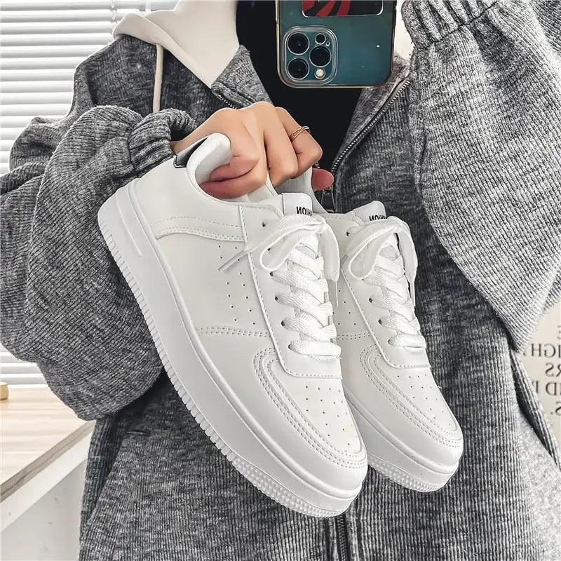 **2025 New White Shoes for Men's Spring Youth Casual Versatile Men's Shoes for Students Pure White Sports Board Shoes - Clikcy