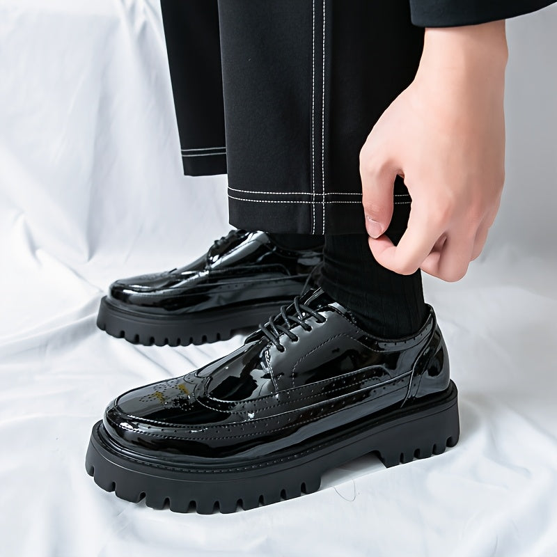 Men'S Stylish Golden Dress Shoes - Elegant Lace-Up Loafers for Business, Formal Events & Casual Attire, All-Season Comfort, Rubber Sole, Upper, Casual Dress Shoes | Golden Shoe Design | Rubber Sole Shoes - Clikcy