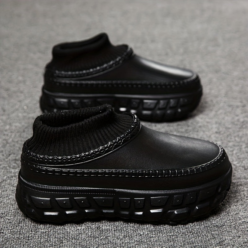 Men's Mule Shoes Thick Sole Couple Style Warm and Comfortable Spiral Toe Plus Velvet Shoes - Clikcy