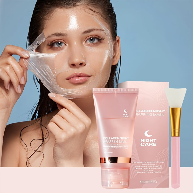 2.5 Fluid Ounces of Collagen Night Moisturizing Mask, Containing Hyaluronic Acid And Niacinamide, Enhances Skin Elasticity, Brightens Complexion, Hydrates, Tightens, And Smooths Fine Lines, Fragrance-Free, Suitable for All Sk - Clikcy