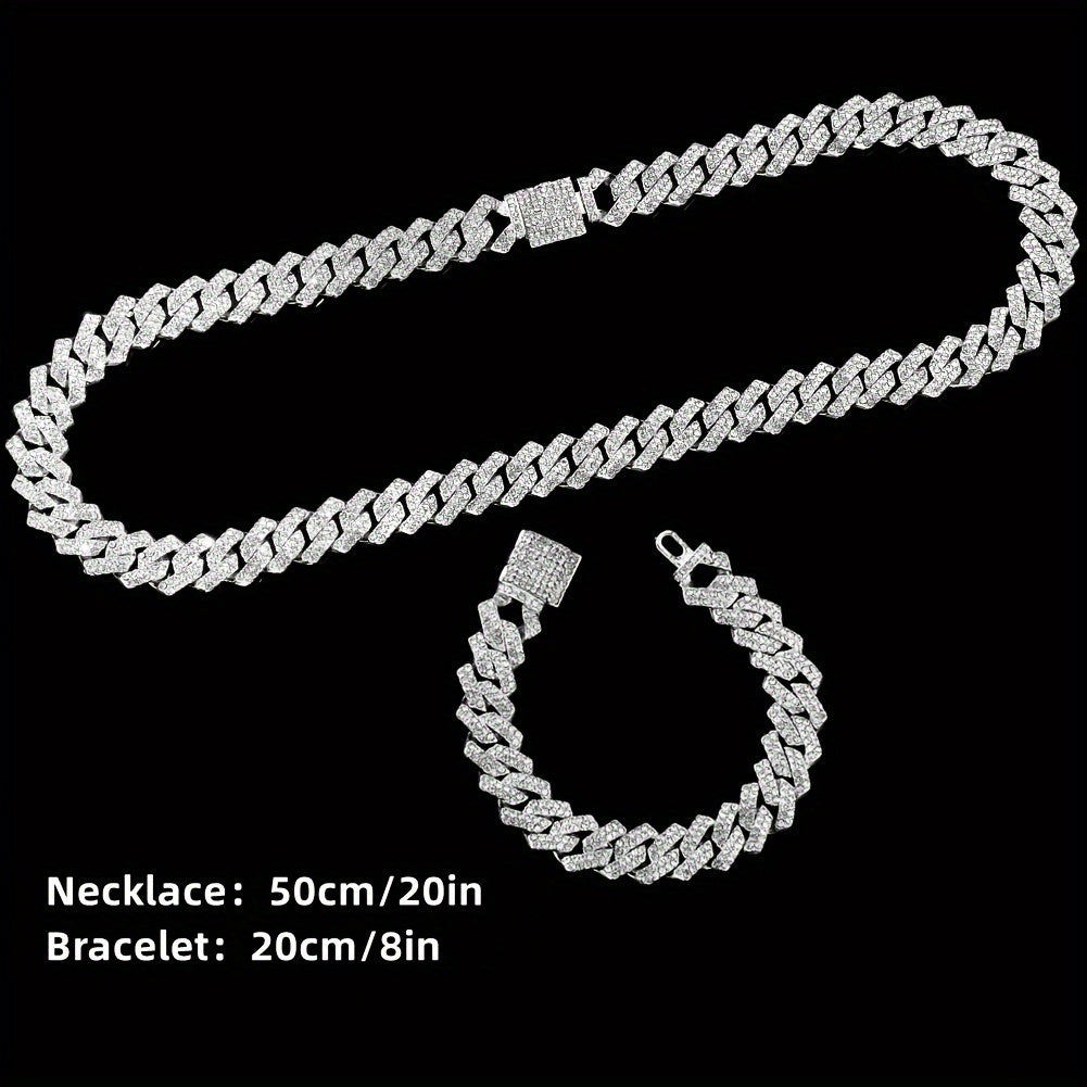 4pcs/set, Men's Rhinestone Wrist Watch & Cross Pendent Jewelry Set, For Men/Women - Clikcy