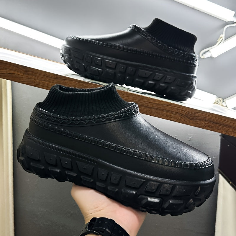 Men's Mule Shoes Thick Sole Couple Style Warm and Comfortable Spiral Toe Plus Velvet Shoes - Clikcy