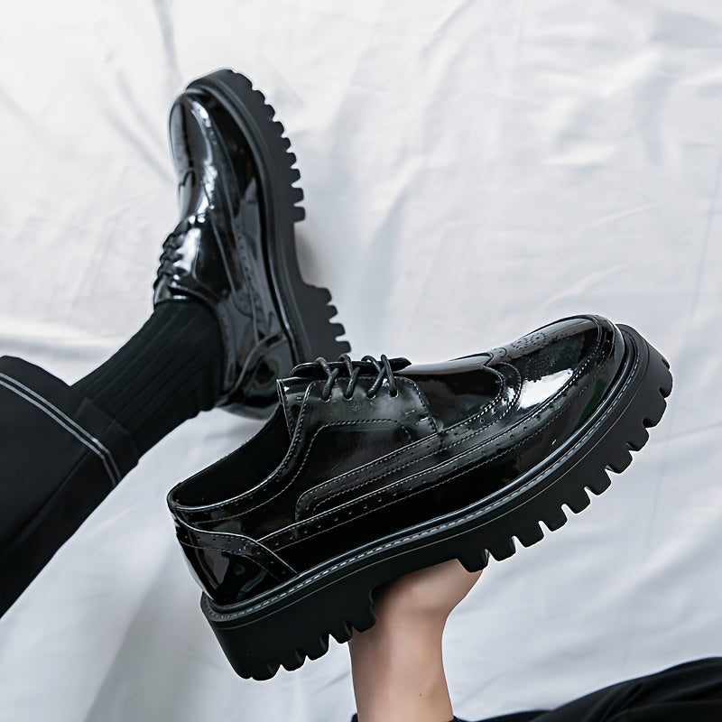 Men'S Stylish Golden Dress Shoes - Elegant Lace-Up Loafers for Business, Formal Events & Casual Attire, All-Season Comfort, Rubber Sole, Upper, Casual Dress Shoes | Golden Shoe Design | Rubber Sole Shoes - Clikcy