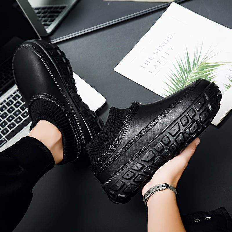 Men's Mule Shoes Thick Sole Couple Style Warm and Comfortable Spiral Toe Plus Velvet Shoes - Clikcy