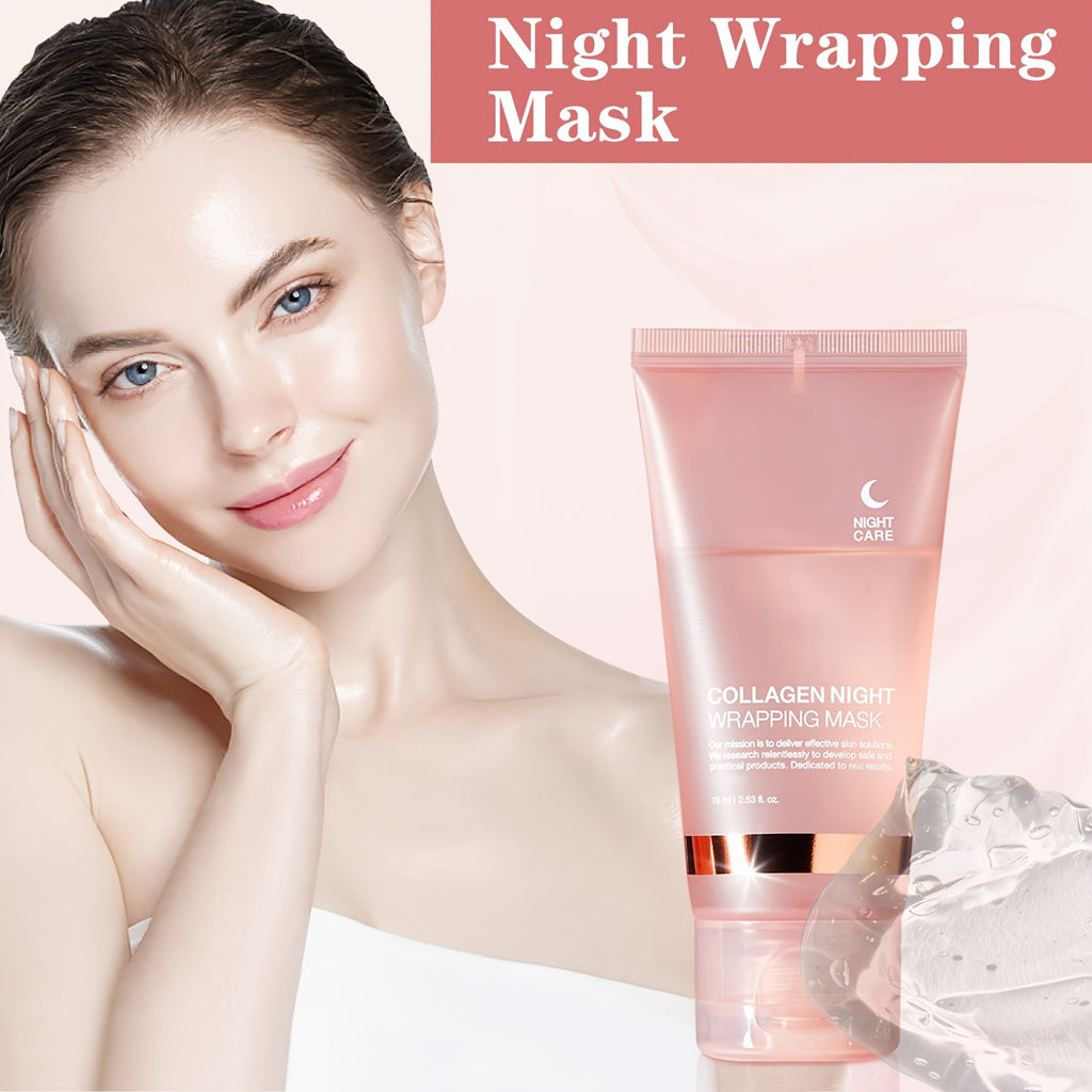 2.5 Fluid Ounces of Collagen Night Moisturizing Mask, Containing Hyaluronic Acid And Niacinamide, Enhances Skin Elasticity, Brightens Complexion, Hydrates, Tightens, And Smooths Fine Lines, Fragrance-Free, Suitable for All Sk - Clikcy
