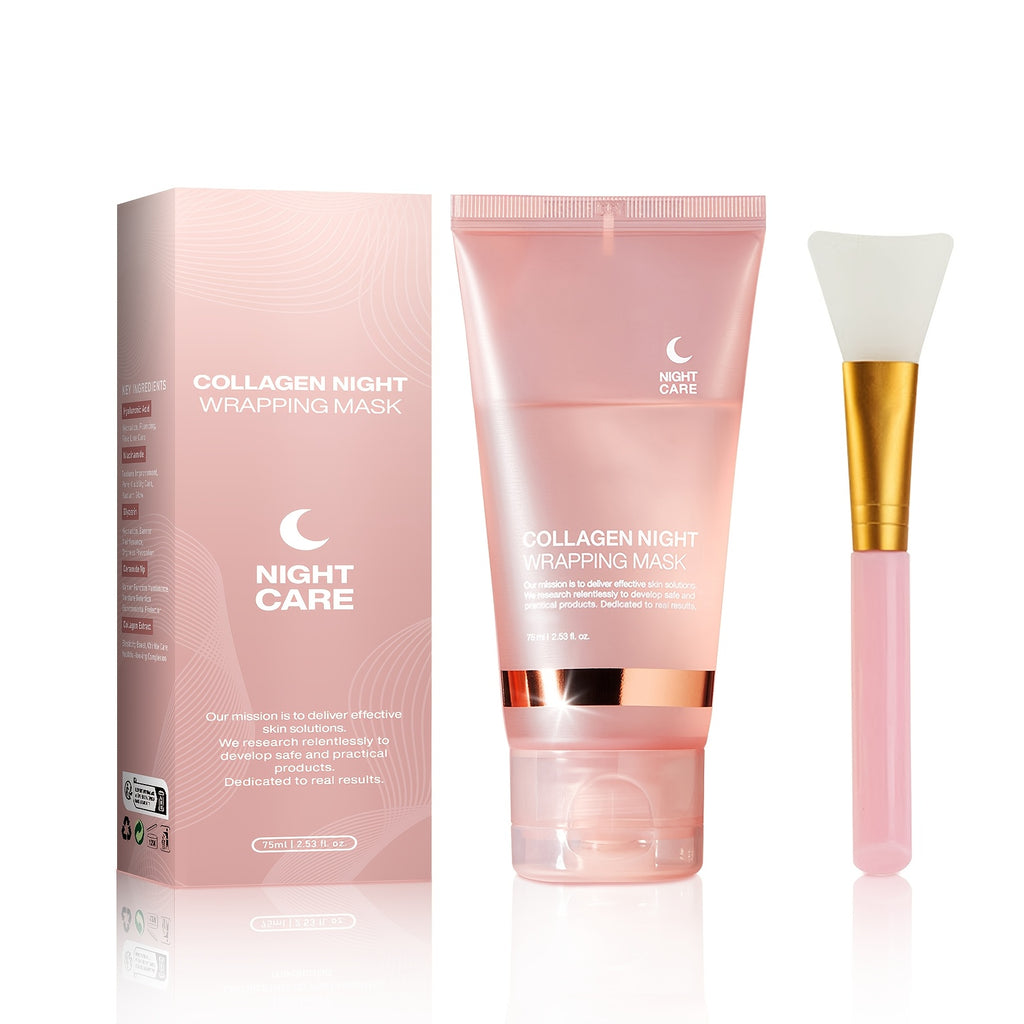 2.5 Fluid Ounces of Collagen Night Moisturizing Mask, Containing Hyaluronic Acid And Niacinamide, Enhances Skin Elasticity, Brightens Complexion, Hydrates, Tightens, And Smooths Fine Lines, Fragrance-Free, Suitable for All Sk - Clikcy