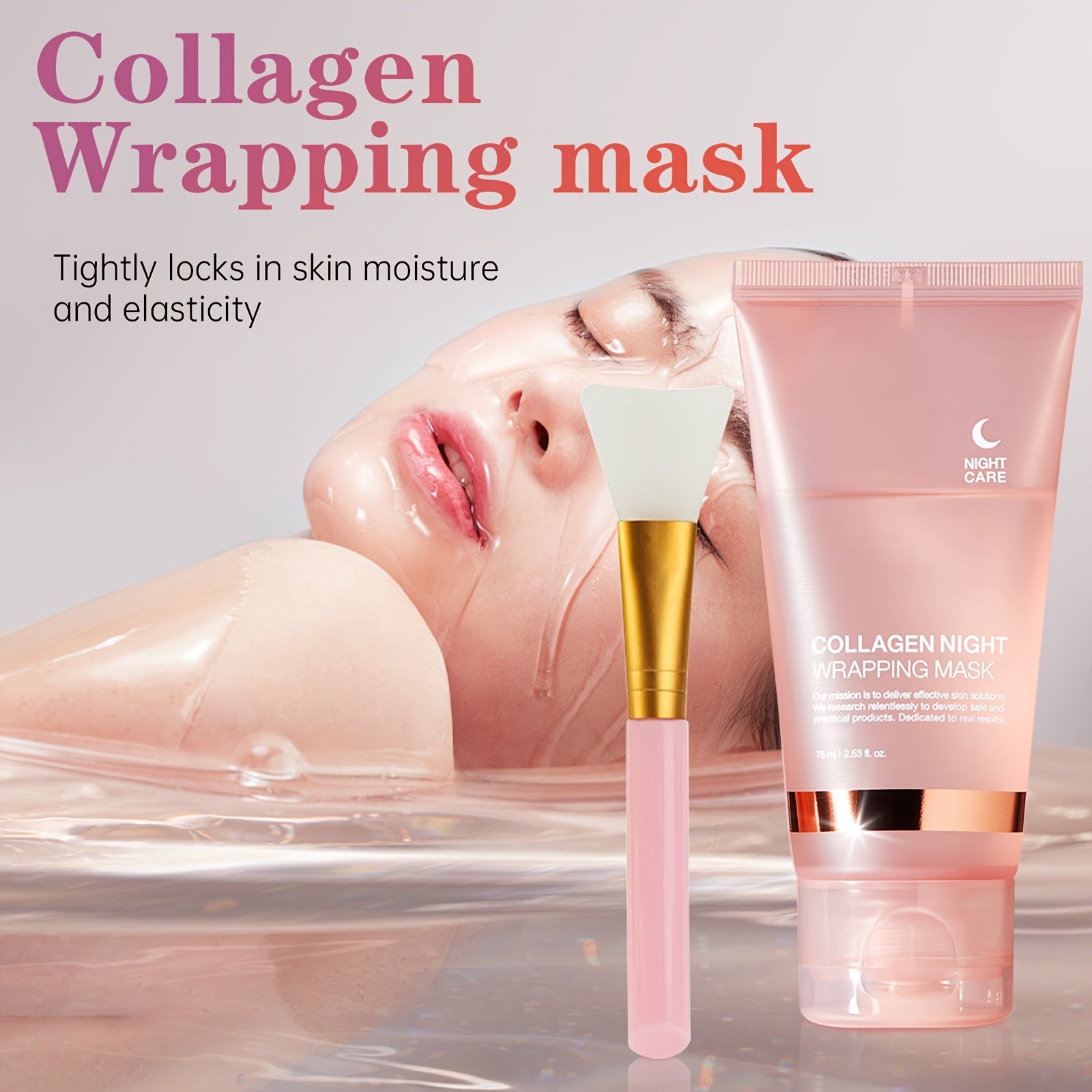 2.5 Fluid Ounces of Collagen Night Moisturizing Mask, Containing Hyaluronic Acid And Niacinamide, Enhances Skin Elasticity, Brightens Complexion, Hydrates, Tightens, And Smooths Fine Lines, Fragrance-Free, Suitable for All Sk - Clikcy
