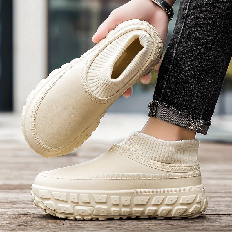 Men's Mule Shoes Thick Sole Couple Style Warm and Comfortable Spiral Toe Plus Velvet Shoes - Clikcy