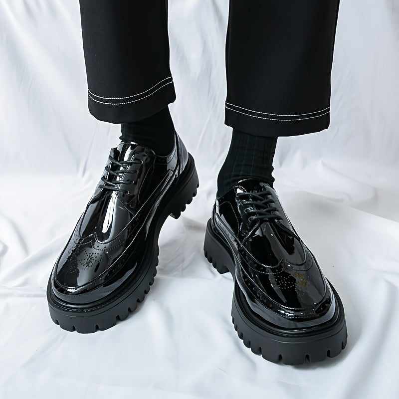 Men'S Stylish Golden Dress Shoes - Elegant Lace-Up Loafers for Business, Formal Events & Casual Attire, All-Season Comfort, Rubber Sole, Upper, Casual Dress Shoes | Golden Shoe Design | Rubber Sole Shoes - Clikcy