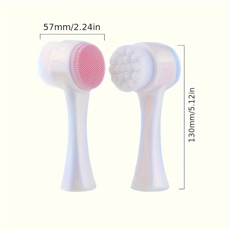 2-In-1 Silicone Face Cleanser - Gentle Exfoliation & Massage, Dual Soft Brushes Suitable for All Skin Types, Fragrance-Free - Clikcy