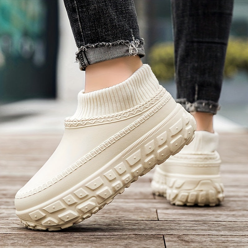 Men's Mule Shoes Thick Sole Couple Style Warm and Comfortable Spiral Toe Plus Velvet Shoes - Clikcy