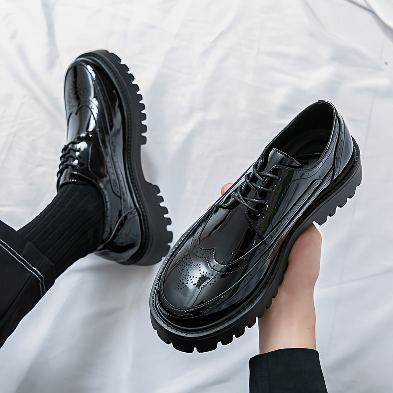 Men'S Stylish Golden Dress Shoes - Elegant Lace-Up Loafers for Business, Formal Events & Casual Attire, All-Season Comfort, Rubber Sole, Upper, Casual Dress Shoes | Golden Shoe Design | Rubber Sole Shoes - Clikcy