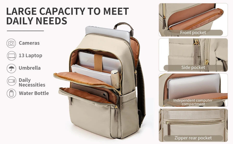 New Simple Large Capacity Backpack Women Travel Business Teacher Backpack Laptop Shoulder Bag Girl School Student Backpack Purse - Clikcy