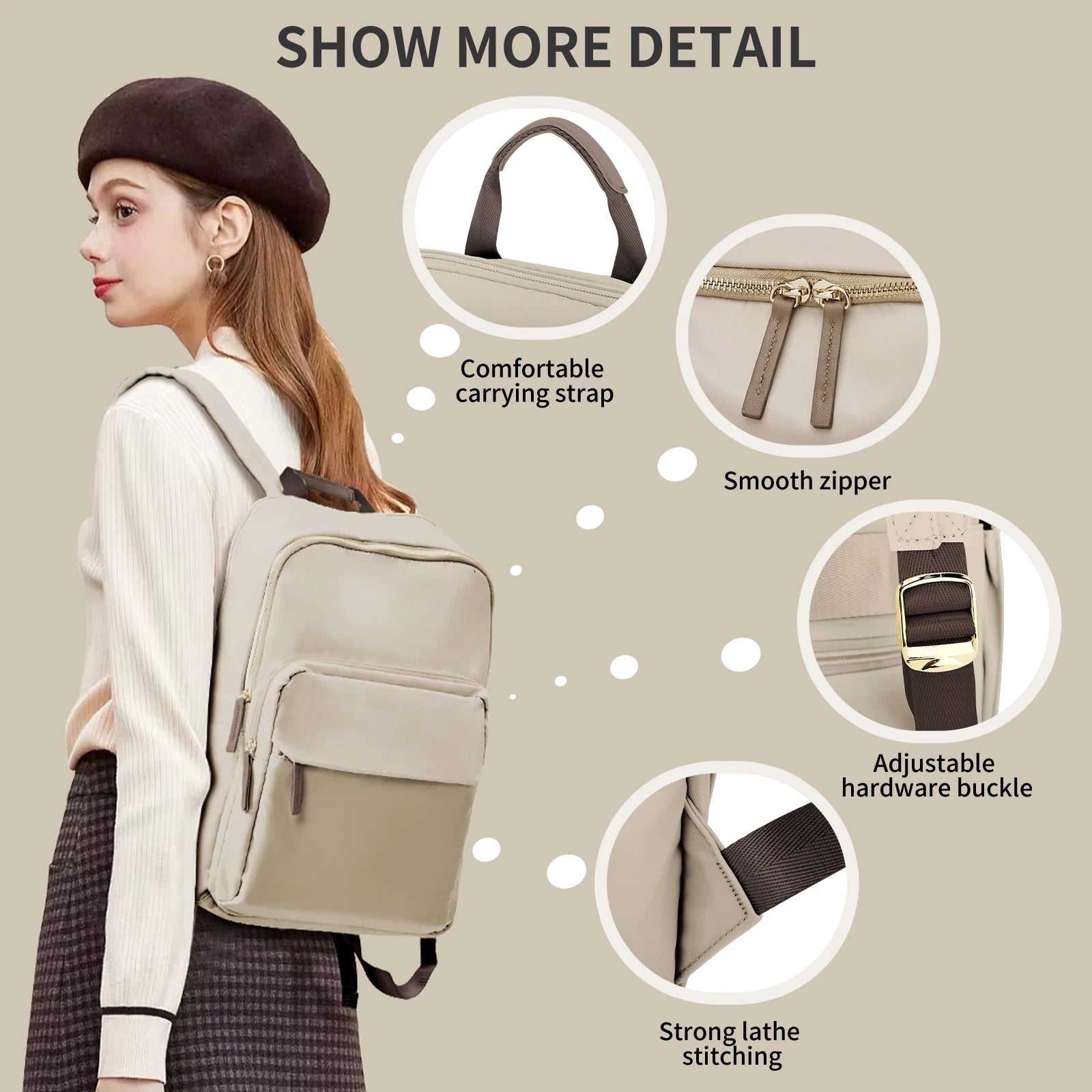 New Simple Large Capacity Backpack Women Travel Business Teacher Backpack Laptop Shoulder Bag Girl School Student Backpack Purse - Clikcy