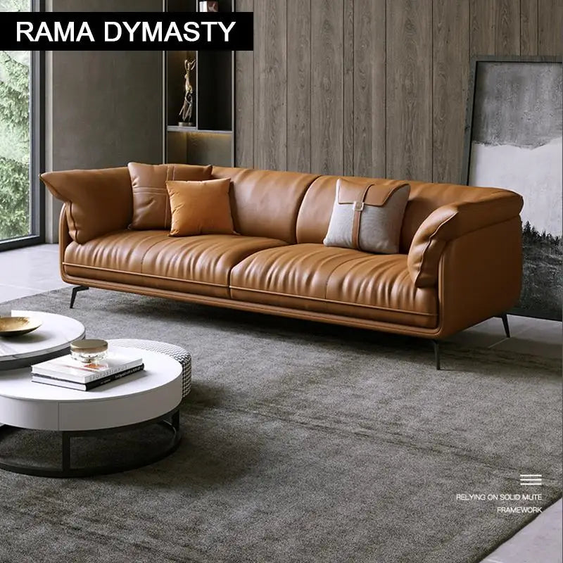 Modern Minimalist Living Room Leather Sofa  Apartment Furniture Set Combination Wtih Customzied Color - Clikcy