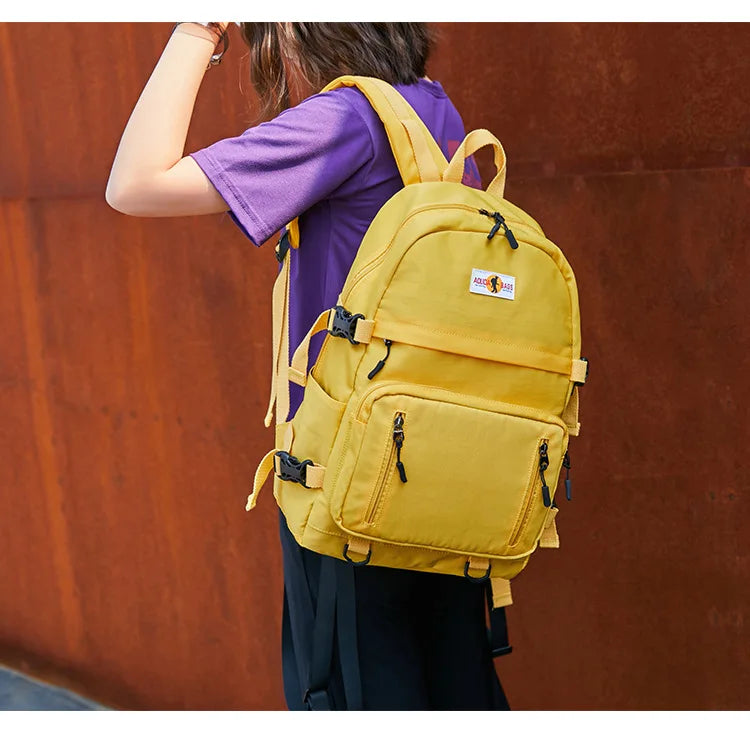 Fashion Leisure Yellow Backpack Waterproof Large School Backpack For Teenager USB College Back pack - Clikcy