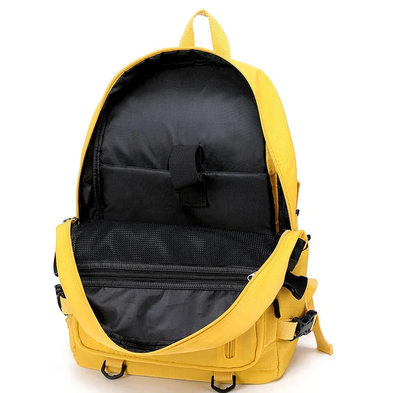 Fashion Leisure Yellow Backpack Waterproof Large School Backpack For Teenager USB College Back pack - Clikcy