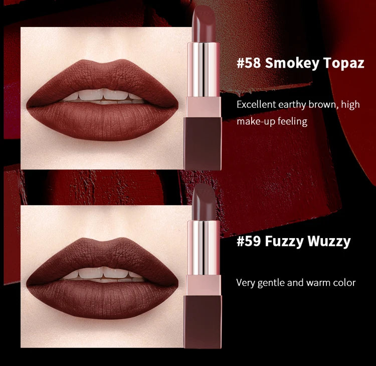 CHARMACY Matte Durable Easy To Wear Lipstick Natural Matte Red Velvet Lip Stick Lip Coloring Makeup Women Beauty Cosmetics - Clikcy