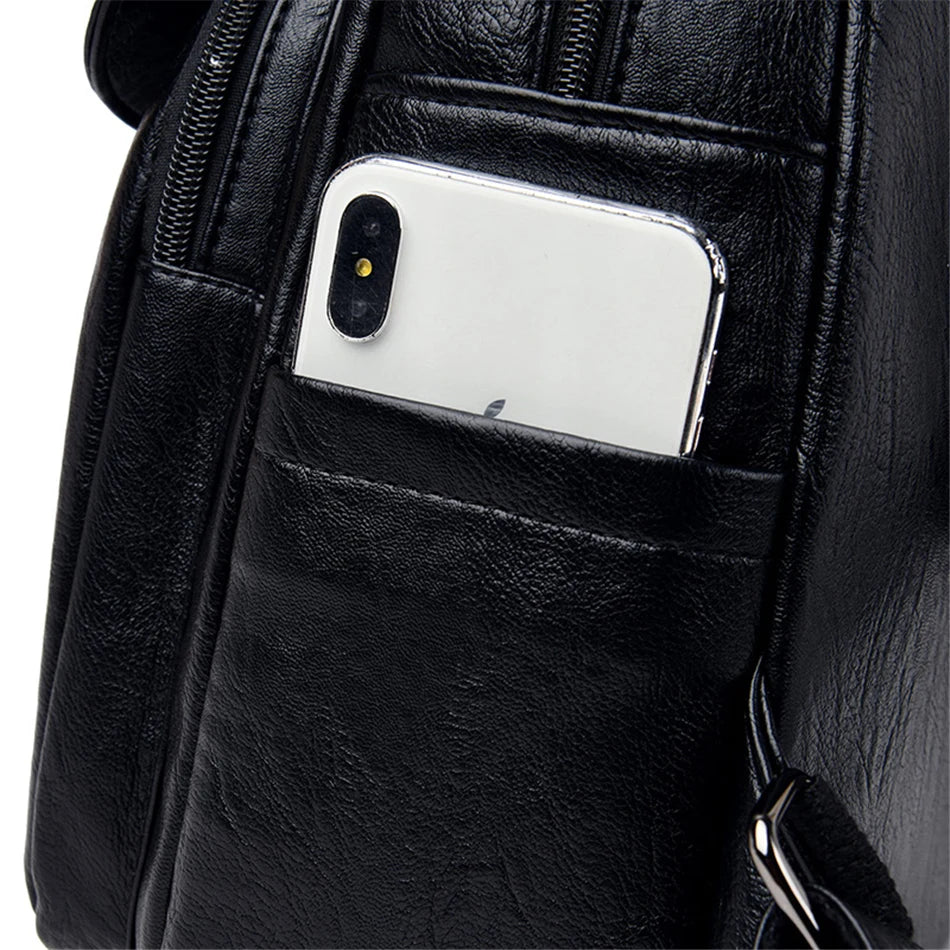 Genuine Women Leather Backpack Fashion Female Shoulder Bag Sac a Dos Ladies Bagpack Mochilas School Bags For Teenage Girls 2024