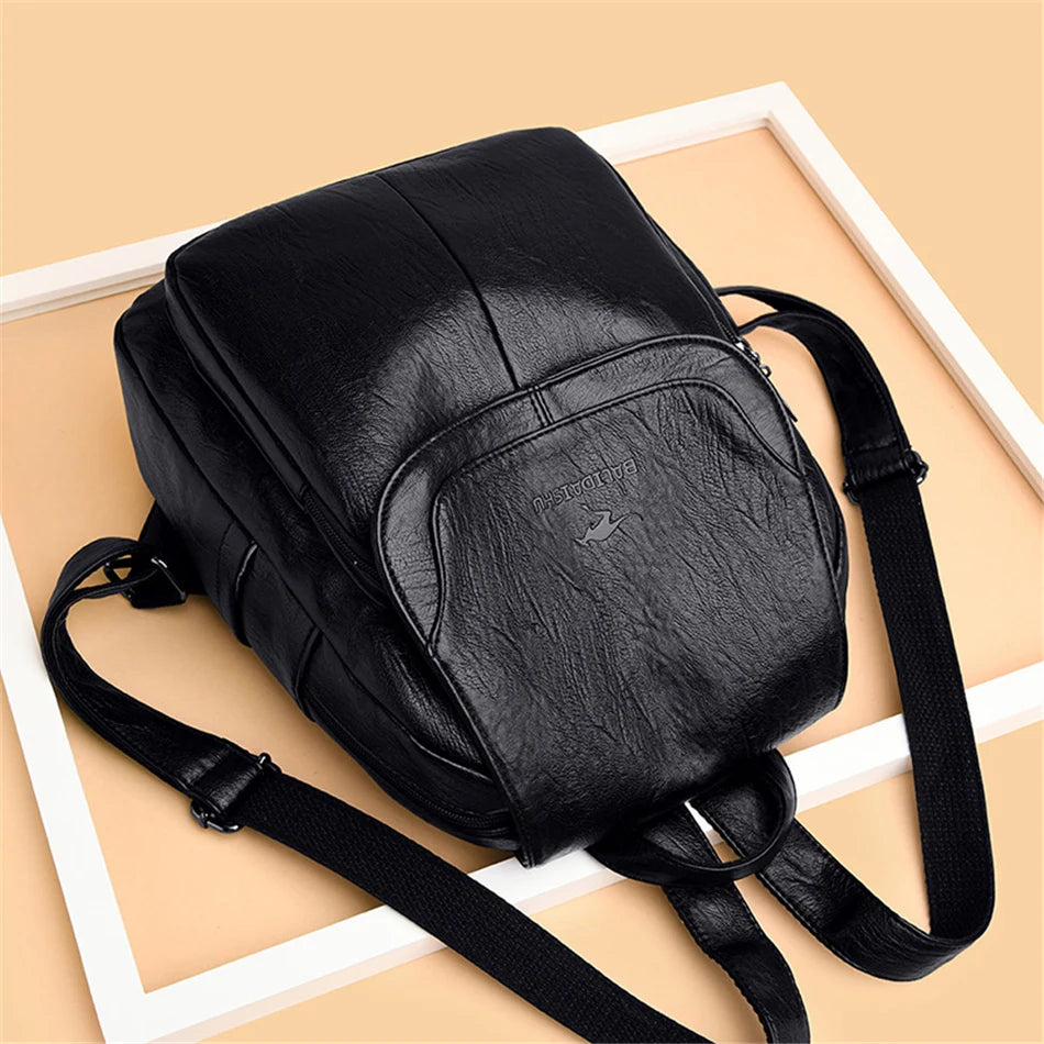 Genuine Women Leather Backpack Fashion Female Shoulder Bag Sac a Dos Ladies Bagpack Mochilas School Bags For Teenage Girls 2024 - Clikcy