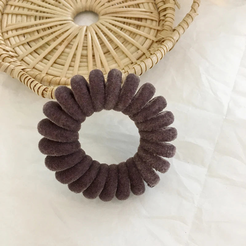 Elastic Knit Telephone Wire Hair Bands Girl Woman Hair Accessories Rubber Band Headwear Hair Rope Spiral Shape Hair Ties - Clikcy