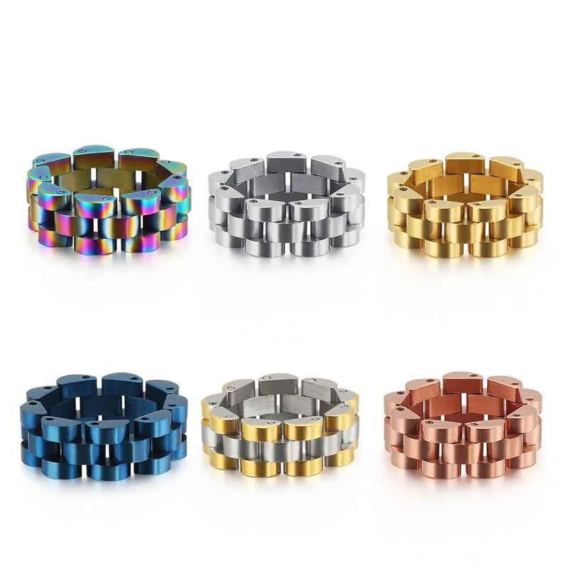 Stainless Steel Ring for Men Colorful Bike Chain Rings Women Stainless Steel 8mm Chain Link Finger Rings  Biker Cheap Jewelry - Clikcy