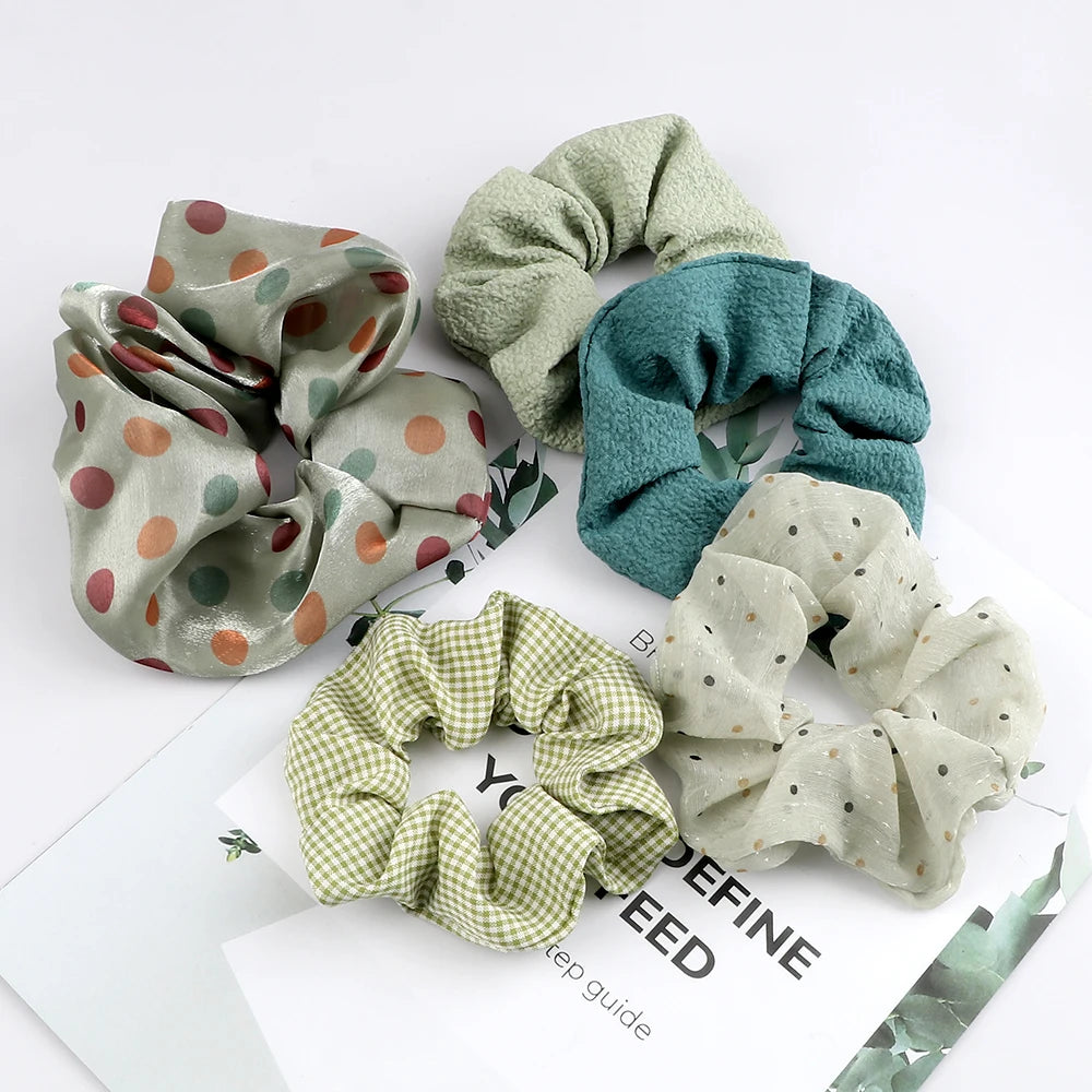 3Pcs/Lot Korean Printing Large Hair Bands For Women Girl Elastic Hair Ring Fashion Scrunchies Dating Party Headdress Accessories - Clikcy