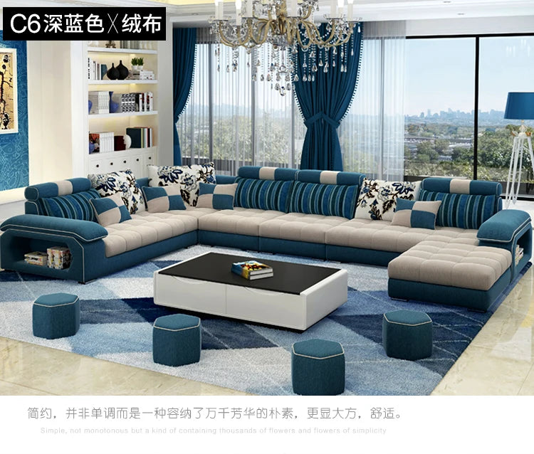 MANBAS Fabric Big Sofa Set Living Room Furniture Cloth Sofa Modernos Para Sala Sectional Sofa U Shape Corner Couch Grandes Salon - Clikcy