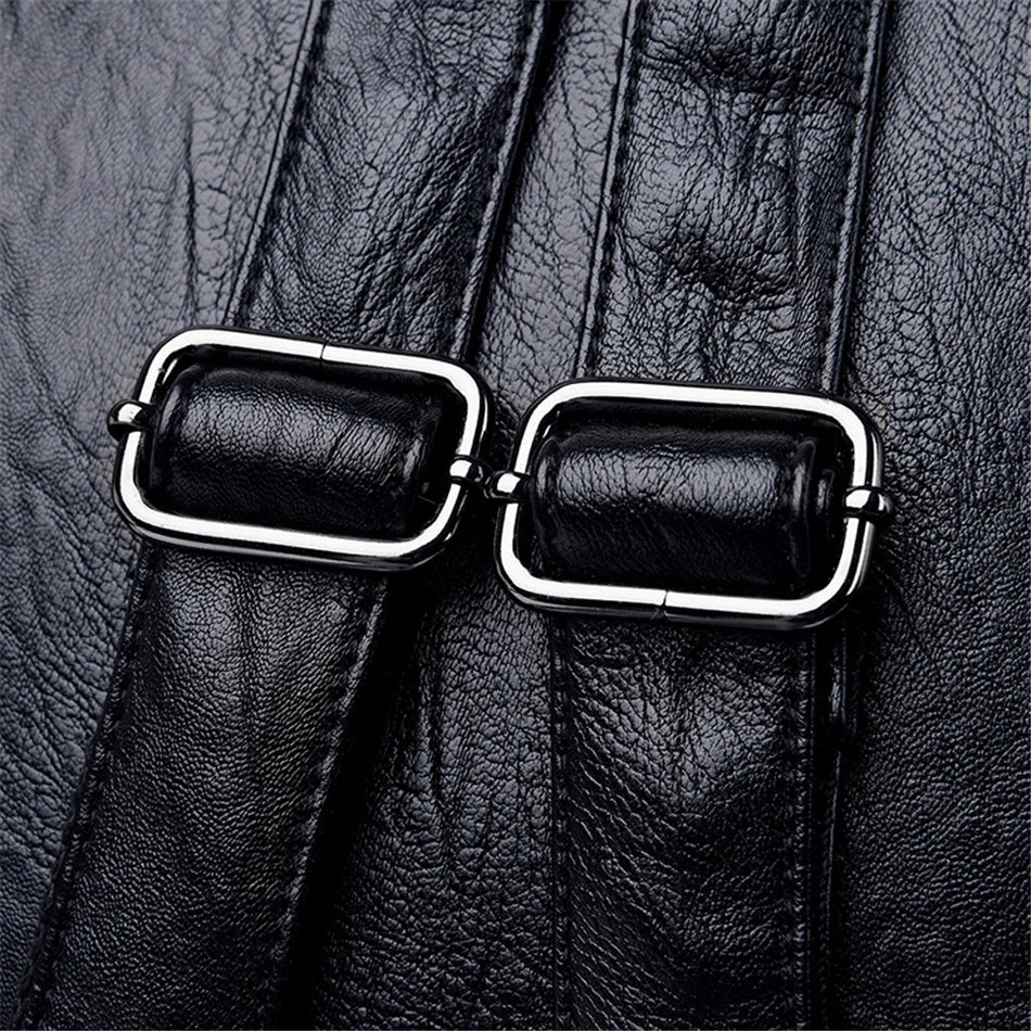 Genuine Women Leather Backpack Fashion Female Shoulder Bag Sac a Dos Ladies Bagpack Mochilas School Bags For Teenage Girls 2024