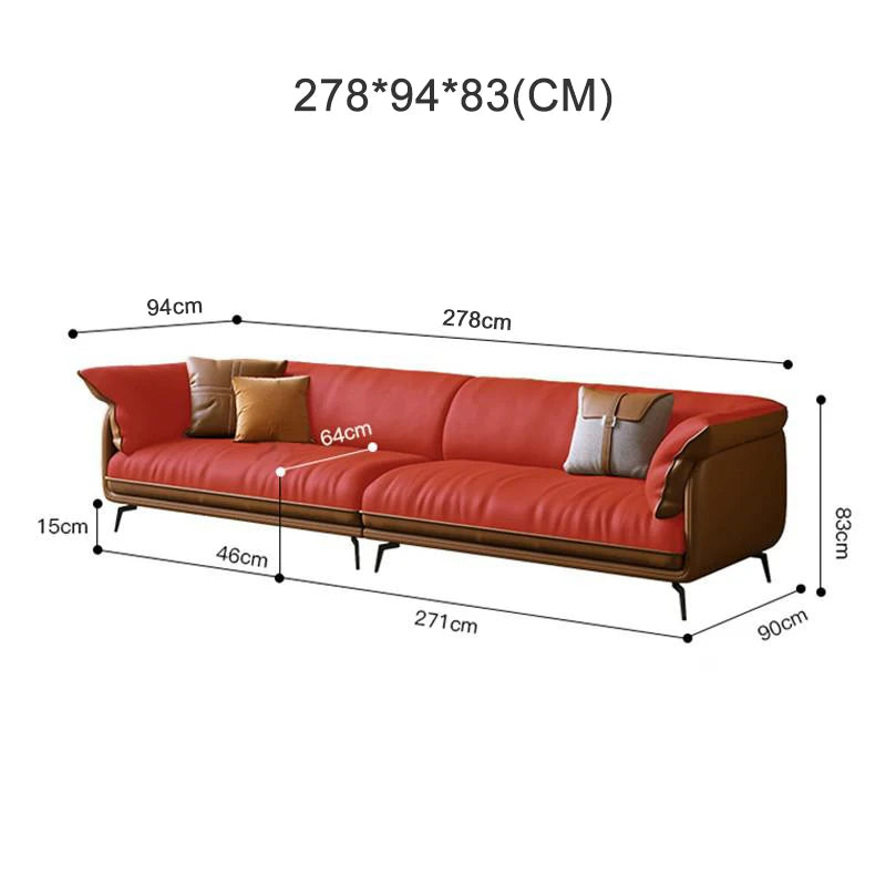 Modern Minimalist Living Room Leather Sofa  Apartment Furniture Set Combination Wtih Customzied Color - Clikcy