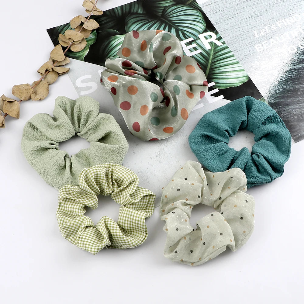 3Pcs/Lot Korean Printing Large Hair Bands For Women Girl Elastic Hair Ring Fashion Scrunchies Dating Party Headdress Accessories - Clikcy