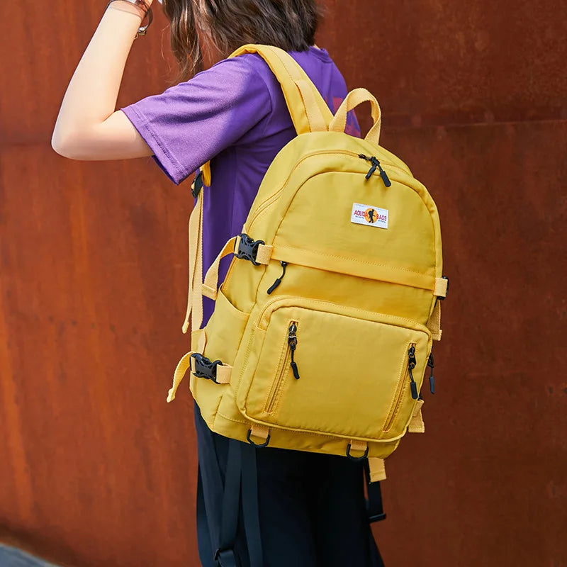 Fashion Leisure Yellow Backpack Waterproof Large School Backpack For Teenager USB College Back pack - Clikcy