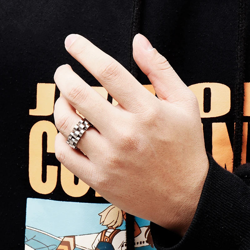 Stainless Steel Ring for Men Colorful Bike Chain Rings Women Stainless Steel 8mm Chain Link Finger Rings  Biker Cheap Jewelry - Clikcy