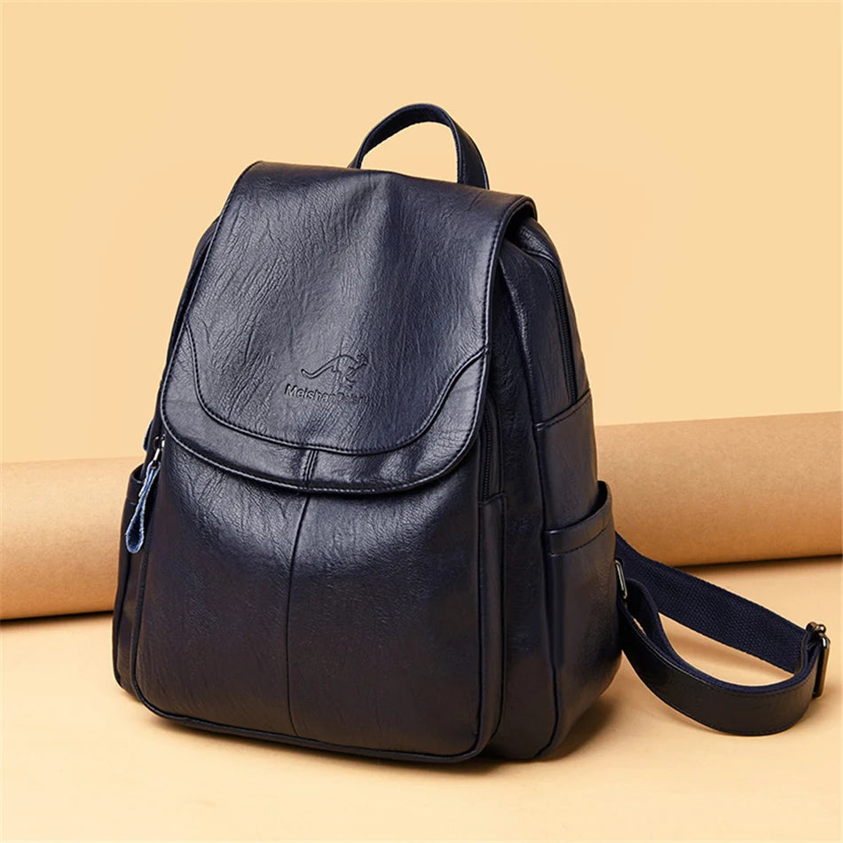 High Quality Soft Leather Backpacks Purses for Women Casual Daypack Vintage Bagpack School Bags for Teen Girls Mochilas Rucksack - Clikcy