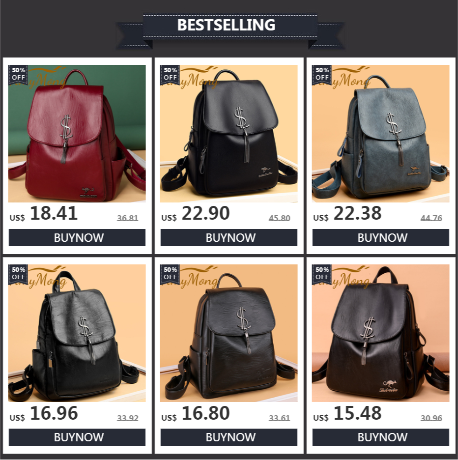 Large Capacity Travel Back Pack Rucksacks Mochila Women Backpack Female Leather Bagpack for Girl Ladies Sac A Dos School Bags - Clikcy