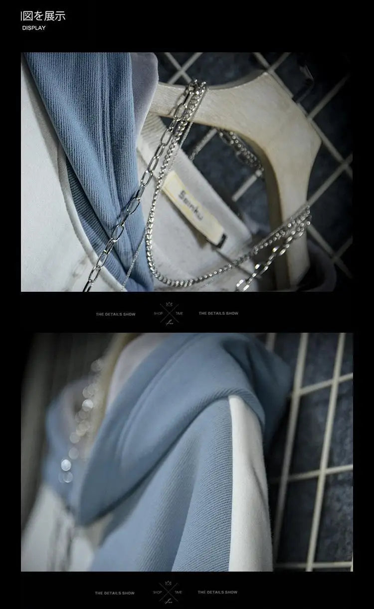 Japanese Style Spring Autumn Men Hoodie Hooded Cute Cat Print Patchwork Teen Hoodies Fashion Anime Harajuku Male Sweatshirt - Clikcy