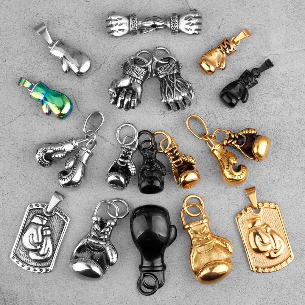 Fitness Gym Bodybuilding Boxing Gloves Stainless Steel Men Necklaces Pendants Chain for Boyfriend Male Jewelry Gift Wholesale - Clikcy