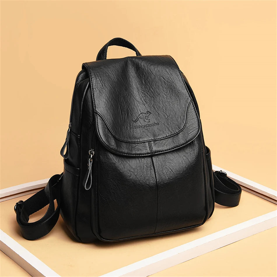 High Quality Soft Leather Backpacks Purses for Women Casual Daypack Vintage Bagpack School Bags for Teen Girls Mochilas Rucksack - Clikcy