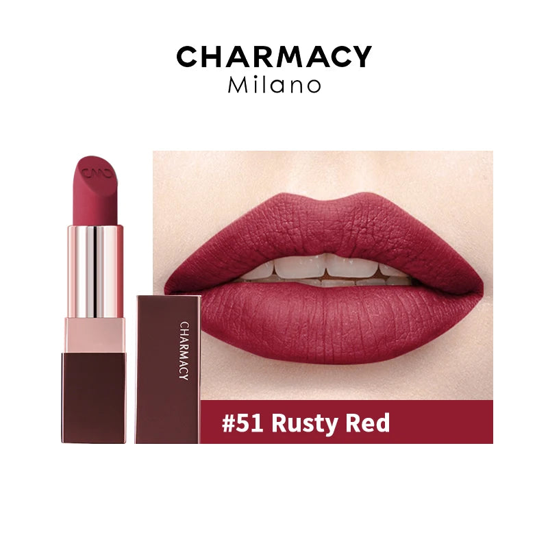 CHARMACY Matte Durable Easy To Wear Lipstick Natural Matte Red Velvet Lip Stick Lip Coloring Makeup Women Beauty Cosmetics - Clikcy