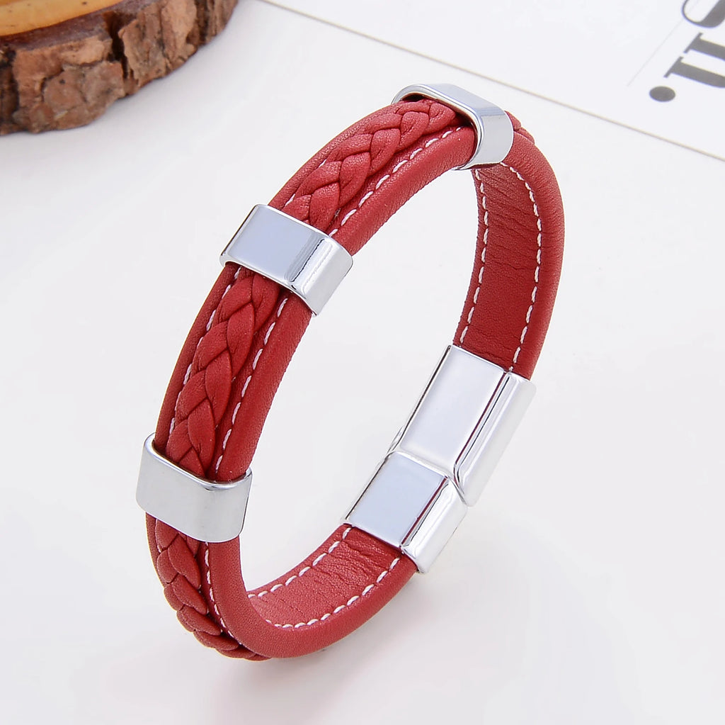 Classic Braided Leather Bracelet For Women Zinc Alloy Metal Mens Jewelry Bracelets Femme Accessories 2021 браслет мужской - Clikcy