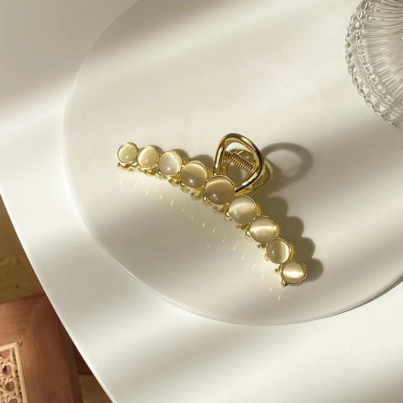 2025 New Elegant Opals Grip Back Of The Head Fixed Hair Shark Clip Headdress Girls Fashion Hairpin Accessories For Womans Clip - Clikcy