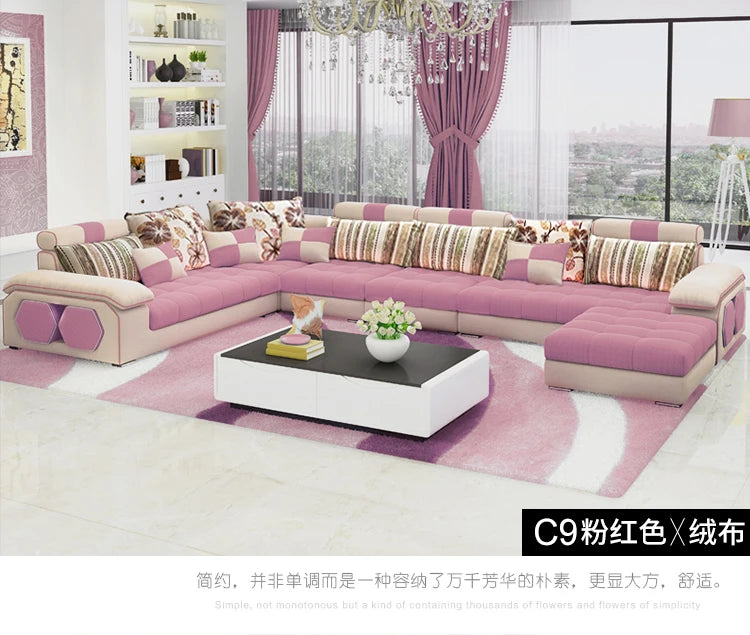 MANBAS Fabric Big Sofa Set Living Room Furniture Cloth Sofa Modernos Para Sala Sectional Sofa U Shape Corner Couch Grandes Salon - Clikcy
