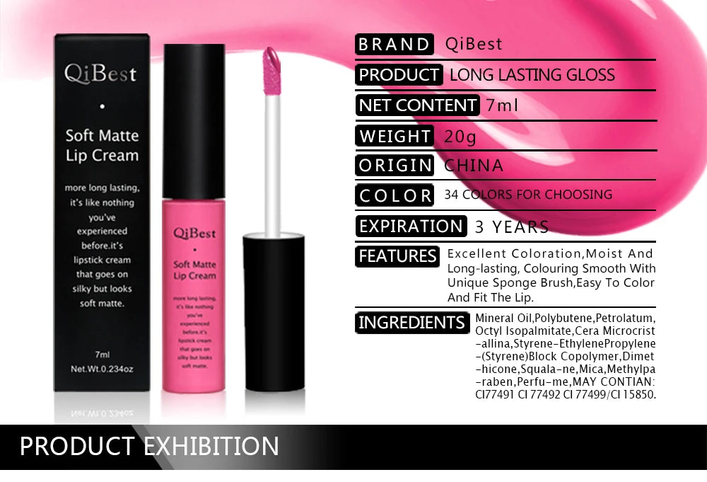 Matte Liquid Lipstick Waterproof Long Lasting Velvet Lip Gloss Tint Tube Matte Nude Pigment Red Black Makeup Cosmetics Lipsticks - Clikcy