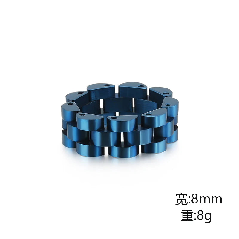 Stainless Steel Ring for Men Colorful Bike Chain Rings Women Stainless Steel 8mm Chain Link Finger Rings  Biker Cheap Jewelry - Clikcy