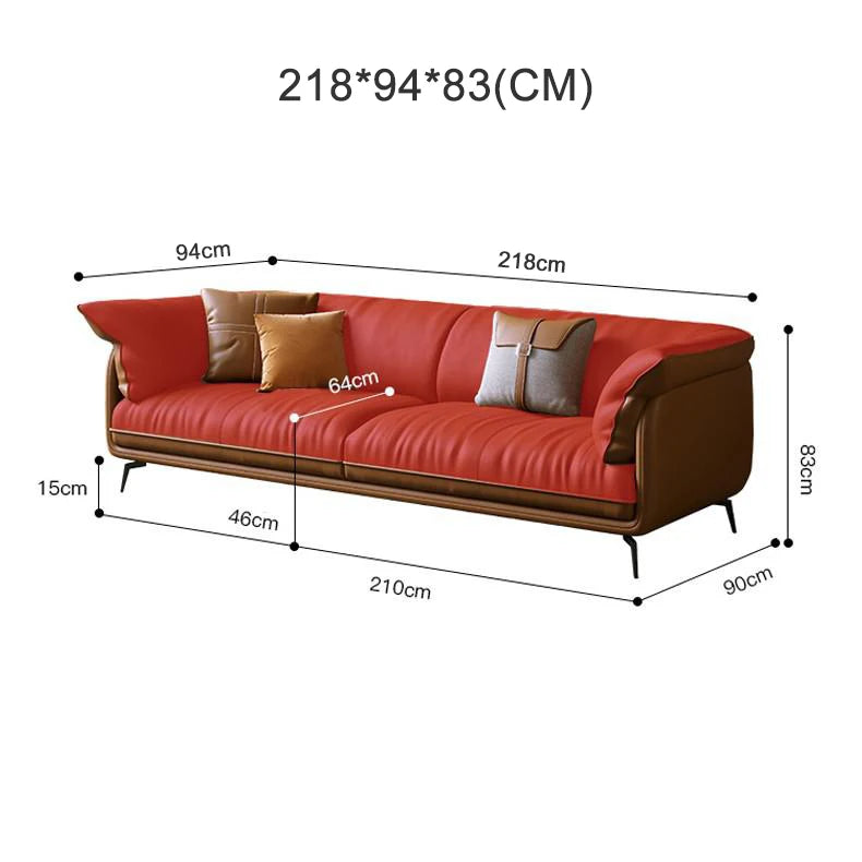 Modern Minimalist Living Room Leather Sofa  Apartment Furniture Set Combination Wtih Customzied Color - Clikcy