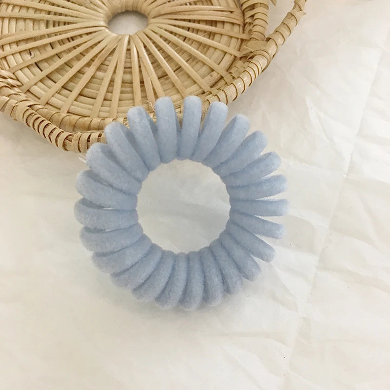 Elastic Knit Telephone Wire Hair Bands Girl Woman Hair Accessories Rubber Band Headwear Hair Rope Spiral Shape Hair Ties - Clikcy