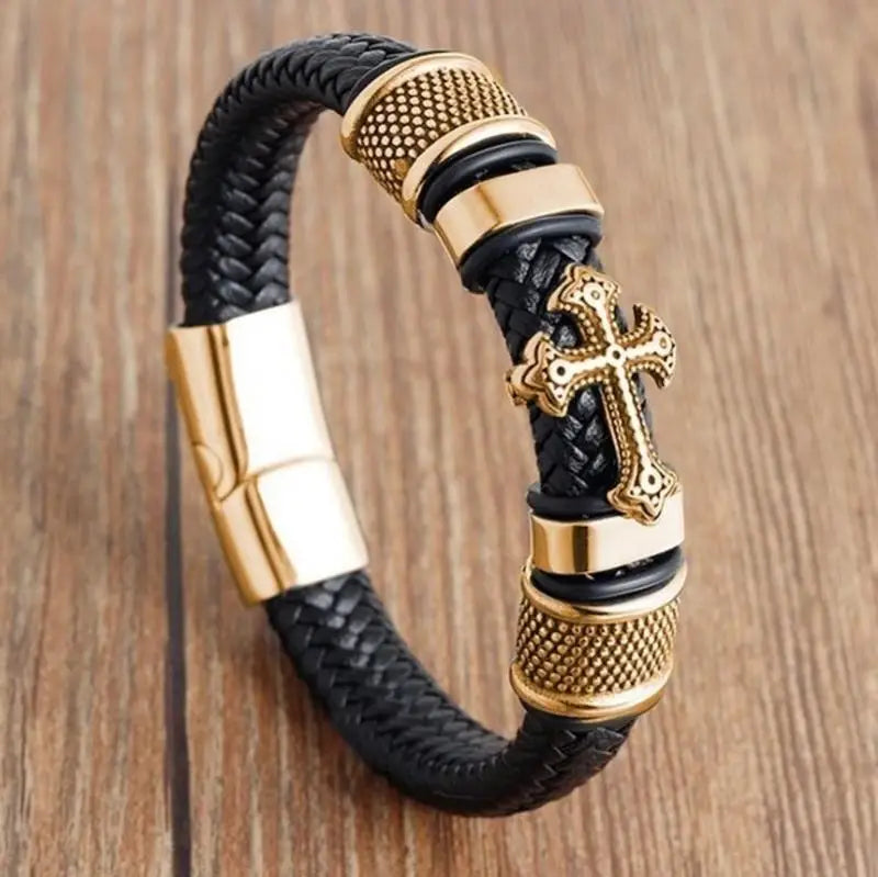 Classic Black Multilayer Leather Bracelet Men Casual Punk Party Jewelry Male Hand Band Gift - Clikcy