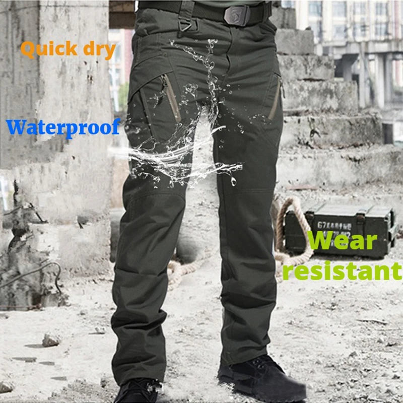 Mens Waterproof Cargo Pants Elastic Multiple Pocket SWAT Combat Trousers Outdoor Joggers Pant Tactical Hiking Hunting Pants Men - Clikcy